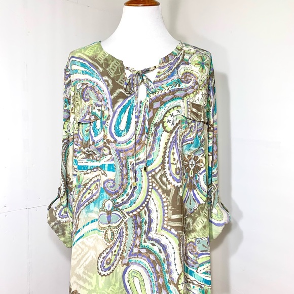 SOLD-Chico’s Paisley Tie Neck Tunic - Picture 8 of 12